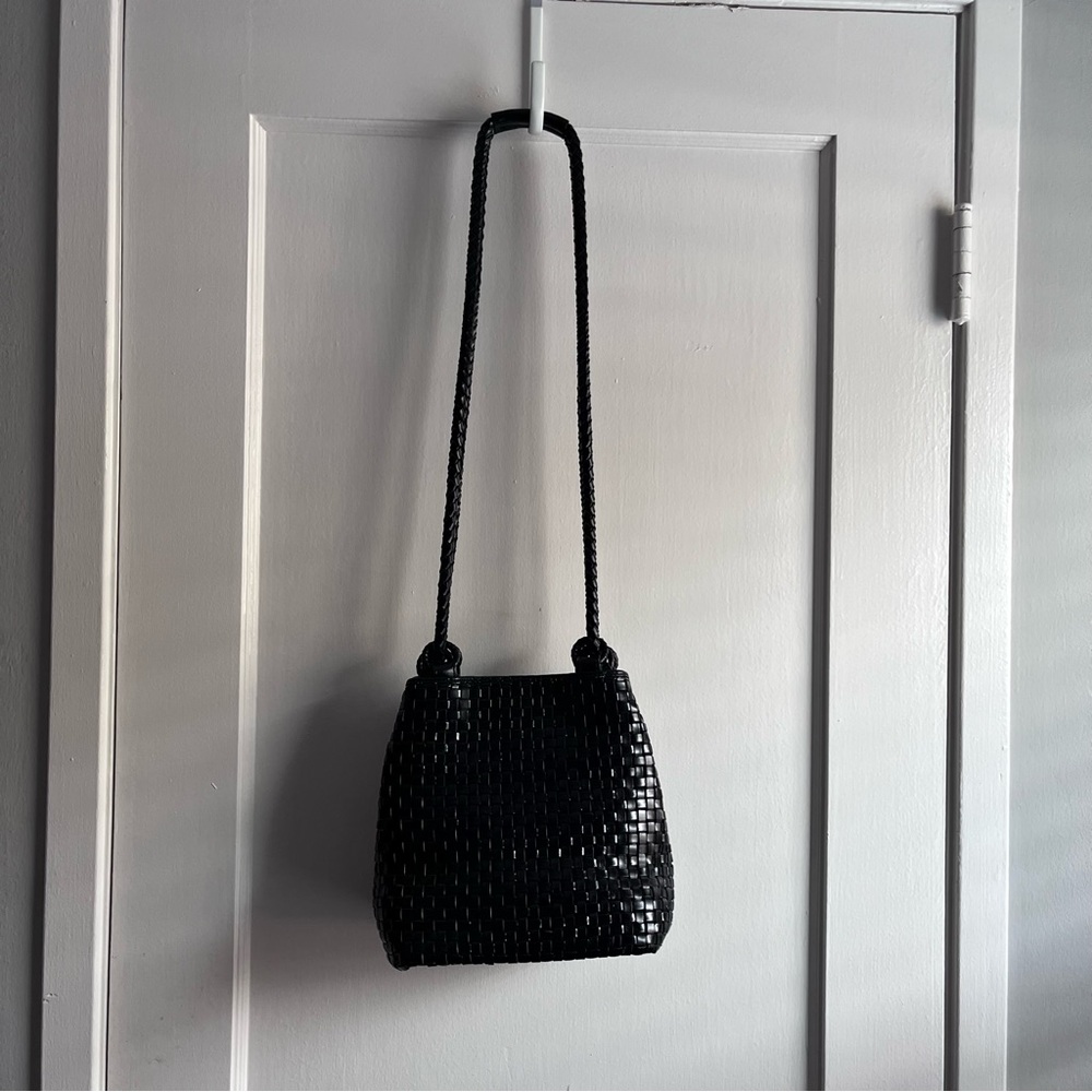Valerie Stevens Black Woven Shoulder Bag